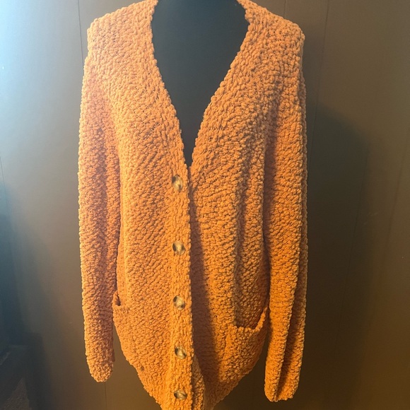 Zenana Outfitters Sweaters - Orange popcorn cardigan sweater by Zenana. Size 2X